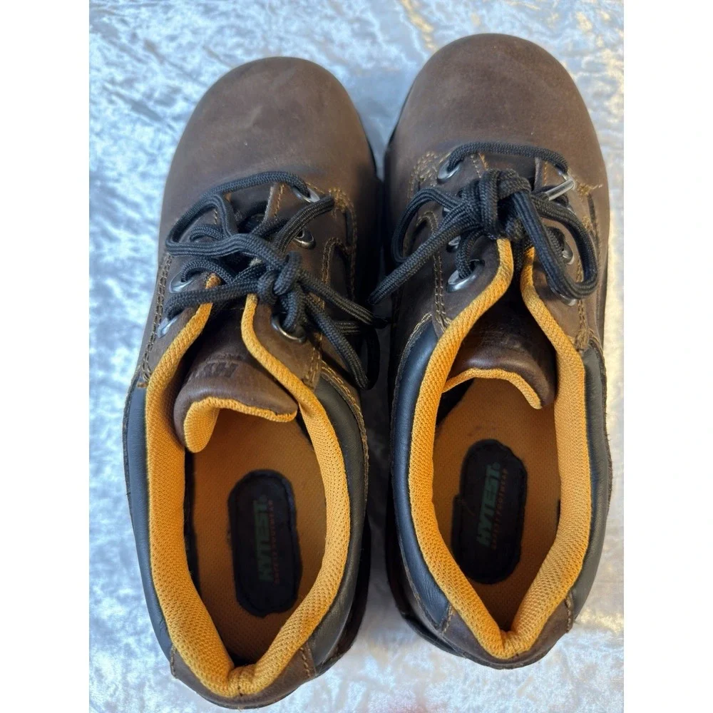 Hytest Womens Size 9 Wide Safety Toe Work Shoes Brown Leather Slip‎ Resistant